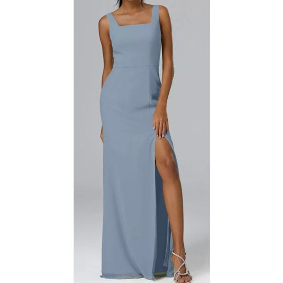 AW BRIDAL 14 1x plus blue Raphaela formal bridesmaid party maxi dress NEW b108 - Picture 2 of 7